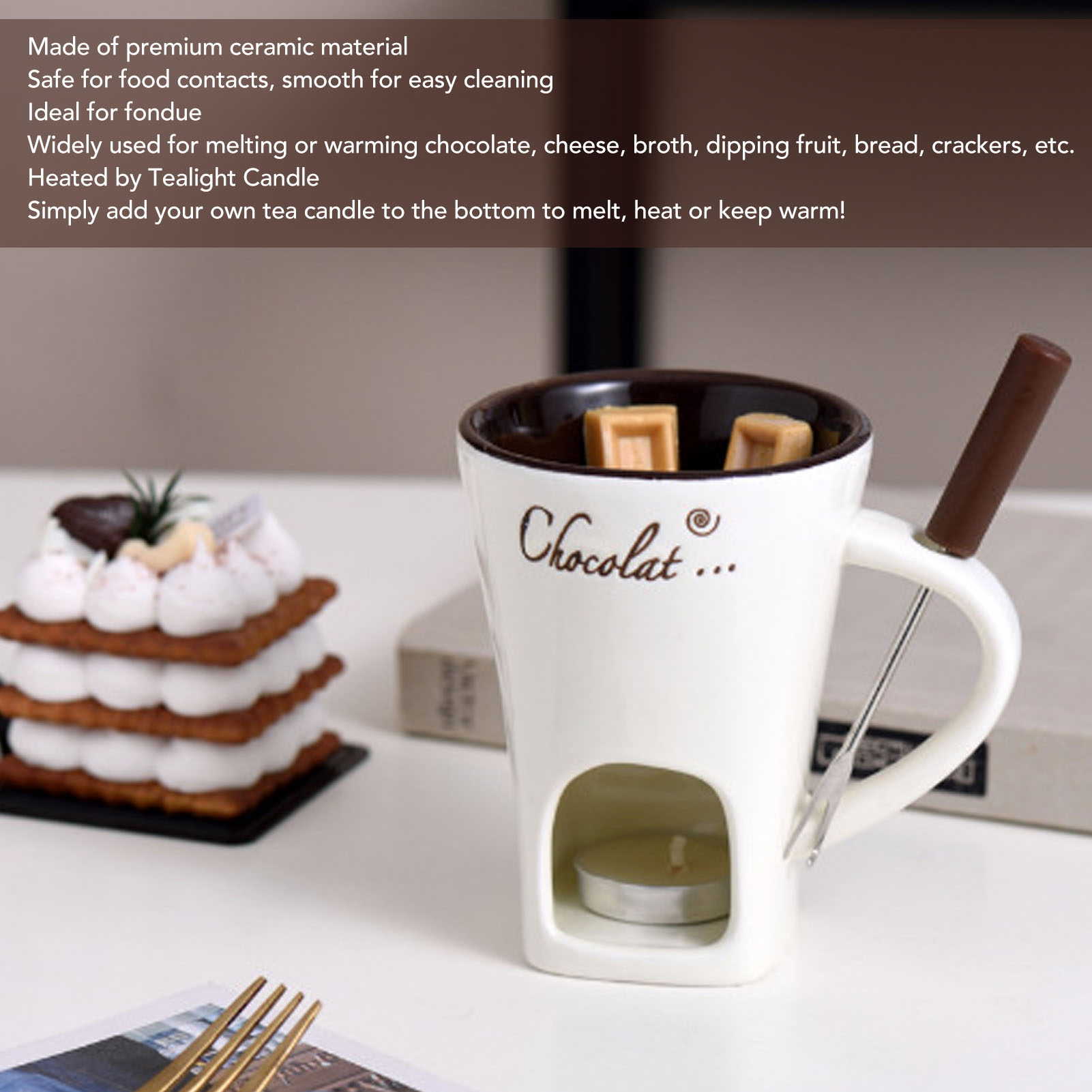 Chocolate Melting Fondue Mug C - Fondue Pot Ceramic recension och pris