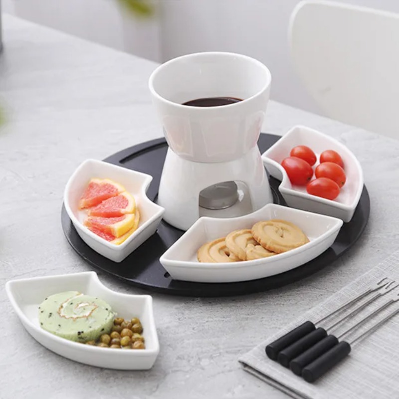 White Glazed Ceramic Chocolate - Fondue Pot Ceramic recension och pris