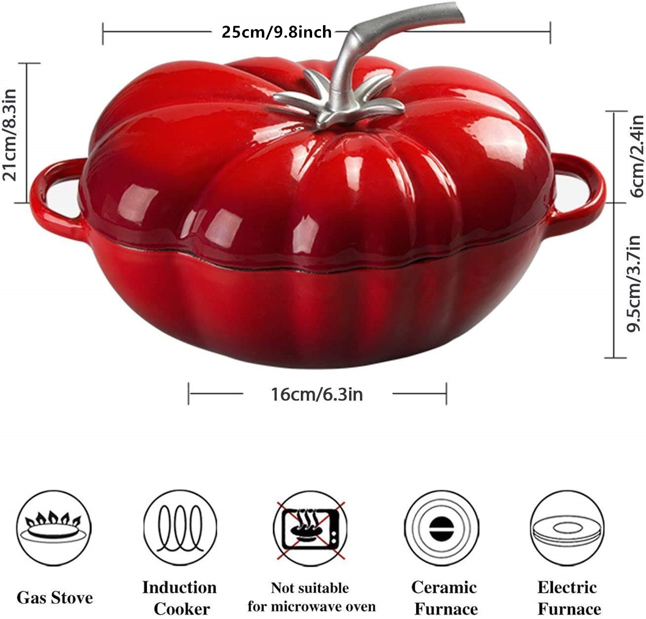 25cm Tomato Enameled Cast Iron - Dutch Oven Enamel recension och pris