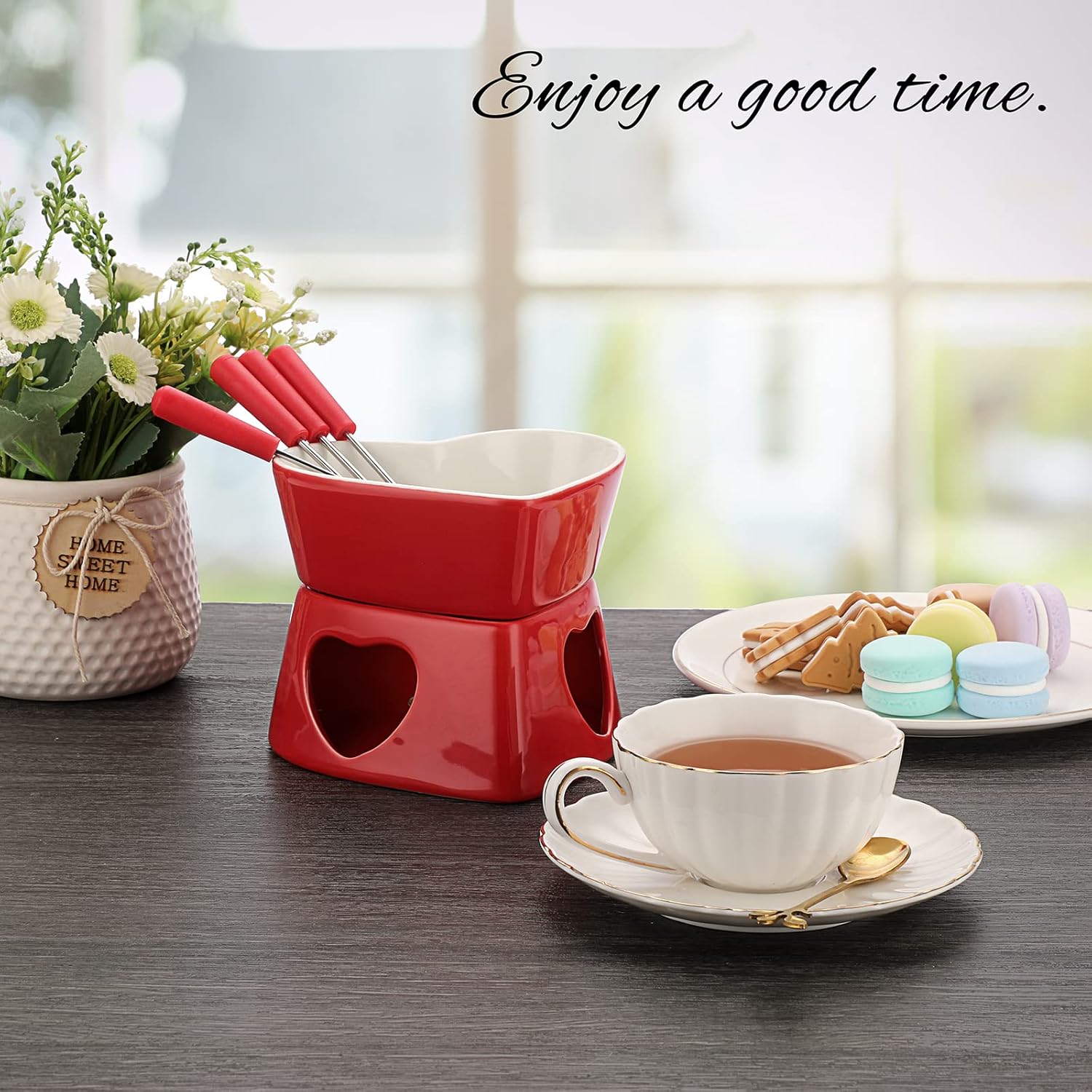320ml Ceramic Heart-Shaped Fon - Fondue Pot Ceramic recension och pris
