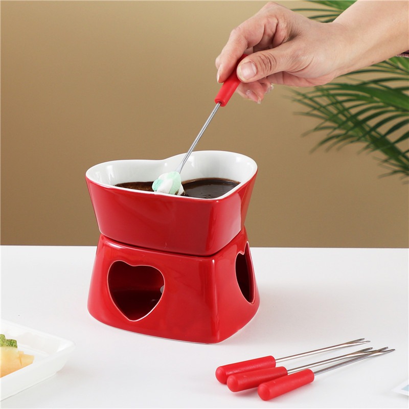 320ml Ceramic Heart-Shaped Fon - Fondue Pot Ceramic recension och pris