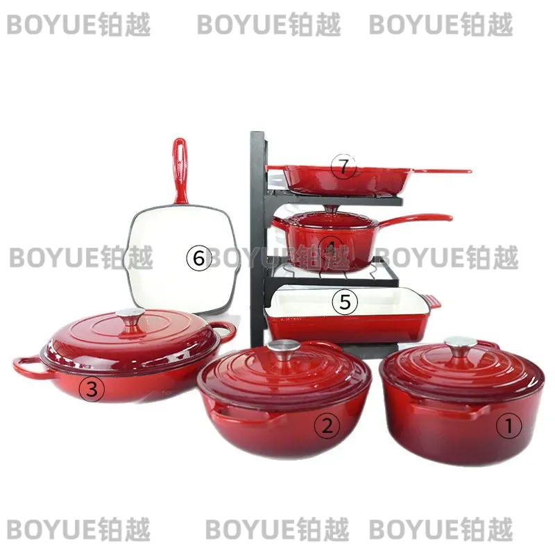 7 Piece Cast Iron Enamel Cookw - Dutch Oven Enamel recension och pris